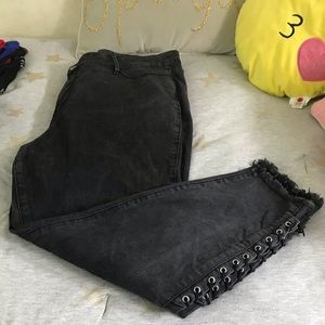 Sale❣️Flattering Jeans with Lace Up on Lower Leg